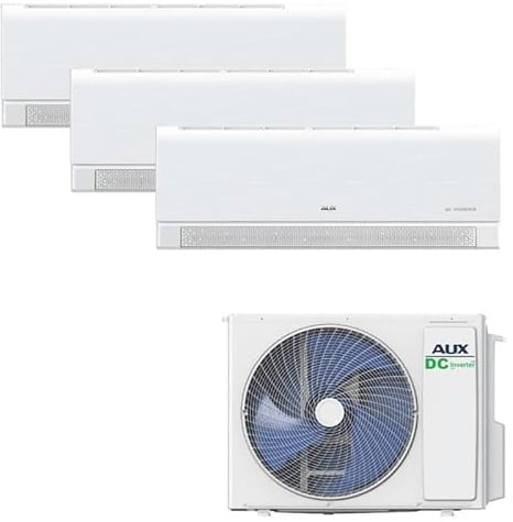AUX A++ Klimaanlage Set Multi Split 36000 BTU (10,5 kW) - Außengerät + 3× Wandgerät mit WLAN - R32 Kältemittel - Mattweiß - leise Klimaanlage für 3 Räume, Büro & Schlafzimmer