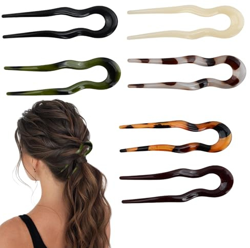 Culinavog 6 Stück French Hair Pin, Französische Haarnadeln in U-Form, Gabel-Hochsteckfrisur-Dutt-Haarnadeln, Glatte Oberfläche, Hair Pins French Clip für Frauen, Mädchen, Alle Haartypen
