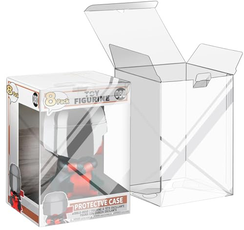 8 Pack Protectors Case Compatible with Funko- 4 Inch Collectible Vinyl Figures, Crystal Clear Protectors, Heavy Duty Display Box w/ Protective Film & Locking Tab, Set of 8