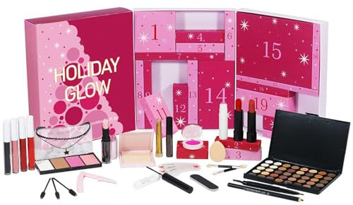 Adventskalender Makeup 2025 Beauty, Weihnachts Countdown Kalender Mit Lippen, Wangen Und Augenprodukten, 24 Tägige Weihnachts Make Up Sets Für Frauen Und Mädchen