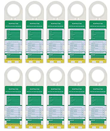 10 Gerüststatus-Etiketten und -Halter, grüne Gerüst-Sicherheitsetiketten, Gerüst-Etikett, Wartungsschild „Warnung bei Aussperrung“.