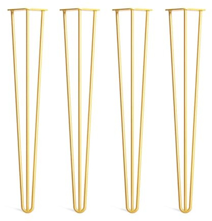 Metall-Haarnadelbeine, Tischbeine, Bodenprotektion, Füße, 4 Stück Möbelbeine, Standard-Schreibtisch-Esstische, Schminktisch-Berechnung (24 Zoll (60 cm)/Gold)