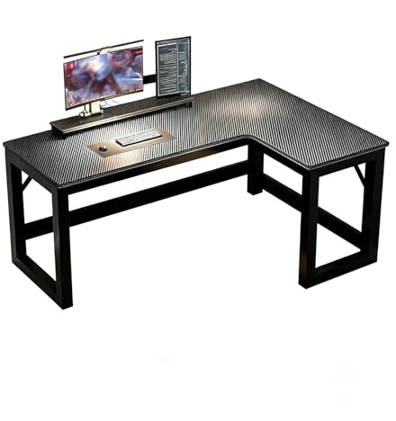 RVGVPMAMTZ Tavolo per Computer Tipo L, Grande Scrivania Esecutiva, Finitura in Fibra di Carbonio, Base Tipo H, Gestione del Cavo, Peso 100kg, Tavolo da Gioco Angolare Left, 140 * 100cm