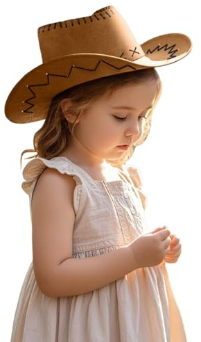 Cowboy Hut Kinder Lederoptik Faschingshut Cowboyhut für Karneval & Western Partys – Kinder Unisex, Einheitsgröße