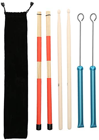 ZLXCAOB Drum Stick Brush Set Jazz Einziehbarer Metalldraht 5A Bambusstab 19 Beam Stick Plüschtasche (Blau)