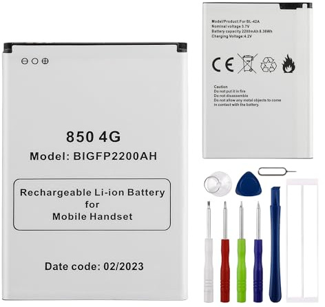 E-yiiviil BIGFP2200AH Brondi 850 4G BL-42A Batteria di ricambio compatibile con Brondi 850 4G Mobile Phone con strumenti