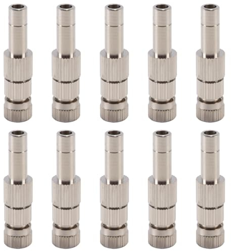 Huba 10 ugelli nebulizzatori a bassa pressione, 0,5 mm, in ottone con filtro per irrigazione giardino, sistema di raffreddamento con attacco da 6 mm