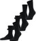 FALKE Unisex Socken Run Multipack U So Baumwolle einfarbig 3 Paar, Schwarz Black 3000, 44-45