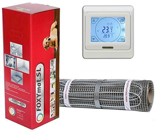 elektrische Fußbodenheizung FOXYMAT.SL (160 Watt pro m²) mit Thermostat QM-BLUE-TS, 6.0 m² (0.5m x 12m)