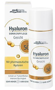 Hyaluron Sonnenpflege Gesicht getönt LSF 50+ 50ml Schützt, tönt und spendet intensiv Feuchtigkeit