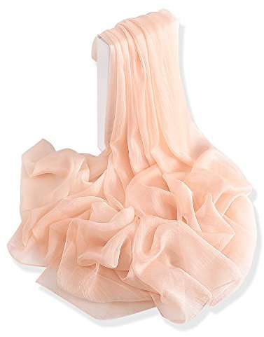 YFZYT Mode Frauen lange weiche Wrap Schal Damen Sonnencreme Stickerei Feder Muster Voile Schal leichte Abend Wrap Hochzeit Sheer - Aprikose