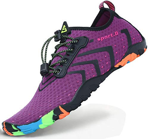 SAGUARO Badeschuhe Damen Herren Wasserschuhe Leicht Schwimmschuhe Schnell Trocknend Atmungsaktiv Strandschuhe Aquaschuhe rutschfeste Outdoor Barfußschuhe für Frauen Männer, Violett, 41 EU