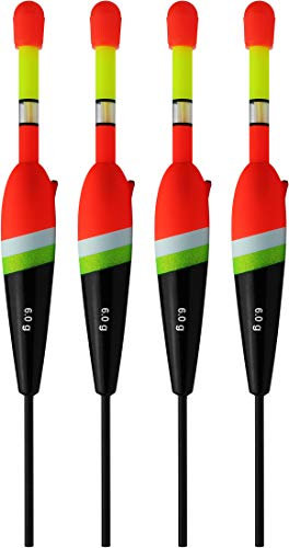 4 Stück Knicklichtposen Durchlaufposen mit Schnurinnenführung als Set zum Nachtangeln inkl. 4 Knichlichter, Tragkraft Posen:6 Gramm