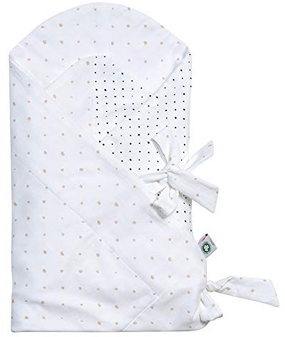 Baby Einschlagdecke GOTS zertifiziert aus BIO-Baumwolle Puckdecke Wickeldecke von Motherhood - Kleckse apricot und schwarz