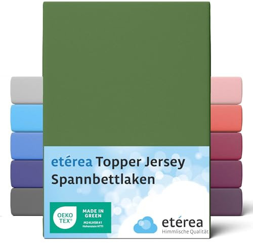 etérea Jersey Topper Spannbettlaken 90x200-100x200 cm Kaktus für 5-10 cm Steghöhe 100% Baumwolle - Oekotex Spannbetttuch Matratzen Bett Bezug - Bettlaken 90x200cm - 100x200cm Grün