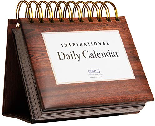 Global Printed Products Calendrier perpétuel à rabat avec chevalet sur pied Motif bois