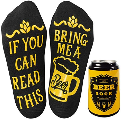 Voqeen Calcetines Divertidos de Algodón Cerveza de Otoño e Invierno Unisex para Mujer y Hombre, Negro (Inglés)