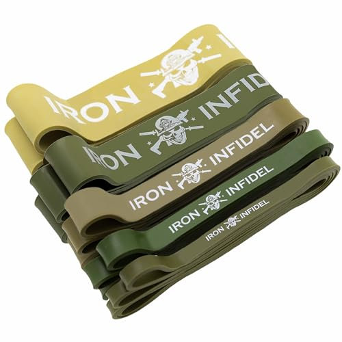 Iron Infidel Pull Up Assistance Bands for Working Out - Resistance Bands Set for Men, Exercise, Workout, Fitness, Strength, Weightlifting, Training, Powerlifting, Stretch, Crossfit WOD (5 Band Set)