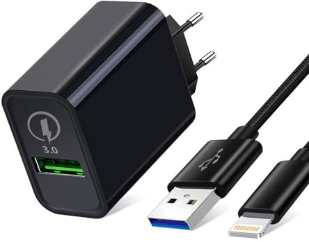 Chargeur Secteur pour Samsung A51 A71 A52 A32 S10 Plus/S10E A12 A23 5G A04s,Note 10 9 8 5G,Huawei P40 P20 P30 Lite Pro,18W Quick Charge 3.0 Rapide+1.8M USB Cable