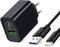 18W Cargador Quick Charge 3.0 para Samsung Galaxy S22 S21 Plus Ultra A51 A71 A52 5G A50 A23 A33 A14 A13 A20E A20 A30S,Huawei P30 P20 Lite Pro Sony Xperia 1 5 10 II III,2M USB Tipo C Carga Rapida