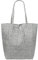 SH Leder ® Damen Echtleder Shopper in geflochtene print mit Innentasche in vielen Farben Schultertasche Henkeltasche 37x29cm Kamilla G267 (Hellgrau)