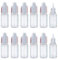 QUUPY 50Pcs 10ml Clear Plastic Squeezable Dropping Bottles Refillable Empty Eye Liquid Dropper Vials Sample Packing Storage Container with White Screw Cap and Removable Plug