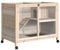 PawHut Cage à Lapin clapier sur roulettes Petit enclos aminaux en Bois Massif 2 étages Toit ouvrant Plates-Formes 91,5 x 53,3 x 73 cm Bois Naturel