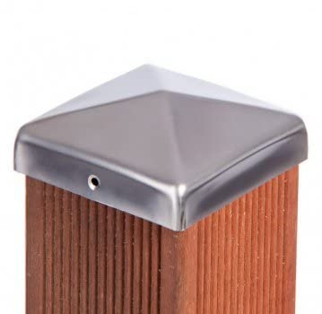 Pfostenkappe Zaunkappe Zierkappe Schutzkappe aus Edelstahl für Holzpfosten Pyramide inkl. Edelstahl-Schrauben (81x81 mm (für Pfosten 8x8 cm))