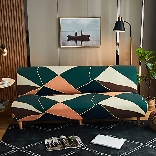 Mingfuxin Sofaschonbezug ohne Armlehnen, Futonbezug aus Elasthan, dehnbar, rutschfest, elastisch, faltbar, für Schlafsofa ohne Armlehnen, 2-3-Sitzer ohne Armlehnen (Bedruckt #3438)