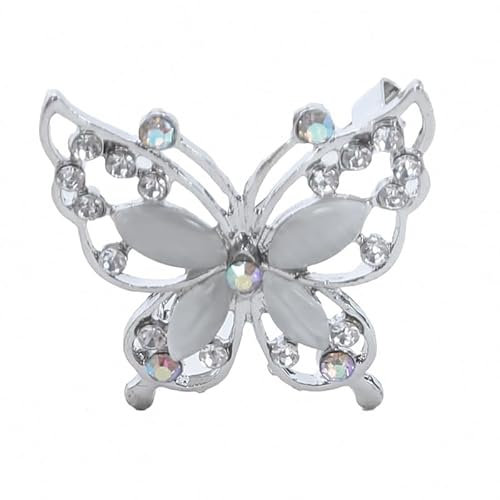 JUNYY Damen Strass Kristall Schmetterling Brosche Pins Elegant Insekt Schal Schal Corsage Kleidung Accessoires (Silber)