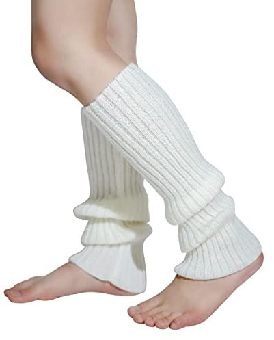 Panfurco White Leg Warmers For Women 80s, Cable Knit Ankle Leg Warmers Girls Ladies Ice Skating Dance(White)