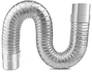 HOFFTI Tubo de salida de humos for estufas de leña, tubo de chimenea de acero inoxidable, tubo de escape de humos flexible, estufa de tienda, estufa de leña, estufa de camping, manguera de ventilación