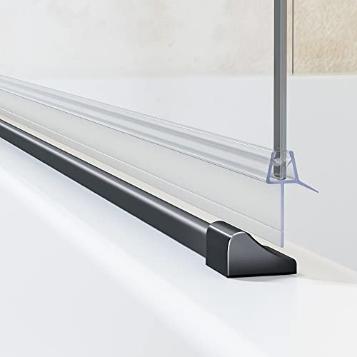 2 Stück Schwallschutzleiste Alu Schwarz, 95 cm Schwallleiste Alu Dusche Schwallschutz-Profil für Glas Duschen