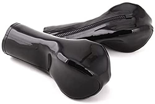 Latex Handschuhe Herren Gummi Boxhandschuhe Mit Reißverschluss Fingerlose Latex Ballhandschuhe,Schwarz,X-Large