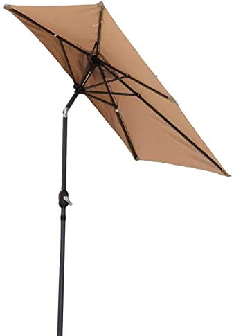 MOLVUS Demi-parasol rectangulaire inclinable avec poteau en acier de 38 mm, 6 baleines robustes, manivelle et protection UV