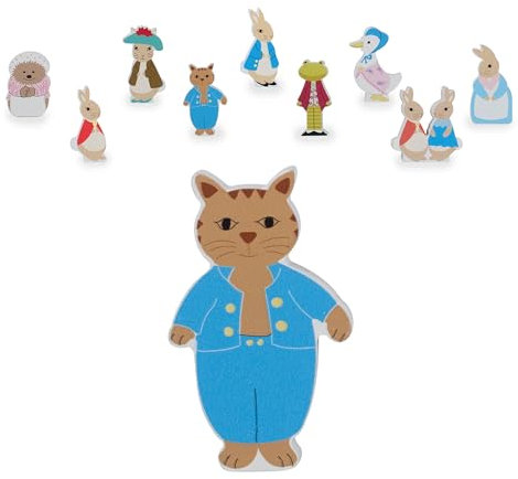 Tom Kitten Wooden Play Figure - Wooden Small World Peter Rabbit Figures, Wooden Character Set - Pretend Play Set for Boys, Girls, Toddler - Official Licensed Peter Rabbit Gifts by Orange Tree Toys