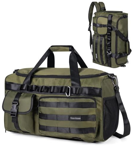 GreenTaya 40L Sporttasche mit Rucksackfunktion Groß Sportrucksack mit Schuhfach & Nassfach Herren Damen Wasserdicht Reisetasche Weekender Handgepäck Tasche Schwimmtasche Trainingstasche (Armeegrün)