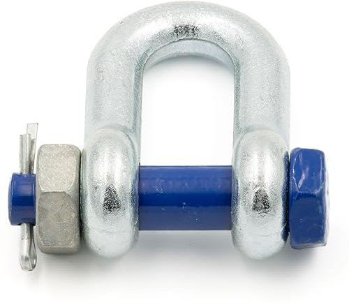 Manille 9,5t Capacité de Charge 1 Pièce Droite avec Boulons à Œil avec Écrou et Goupille Fendue - Manille Droite Forme DX - Manille en Acier à Haute Résistance Galvanisée à Chaud - Manille de Levage