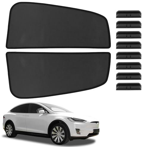 Car Window Shades, 2 Pack Tesla Model x Car Side Window Sun Shades, UV Protection Breathable Mesh Baby Window Covers, Privacy Protect for Kids,Family,Pets,Black (34.65x16.93)