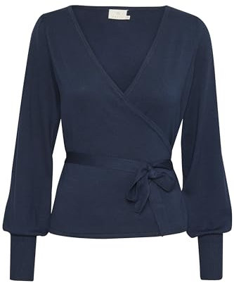 KAFFE Strickjacke KAanno Damen Strikjacke Langarm Wrap Cardigan Wickeljacke XL, Midnight Marine XL