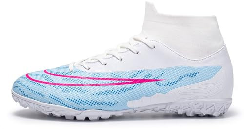 Fußballschuhe, Unisex-Erwachsene, Sneaker-Fußballschuhe mit hohem Knöchel, Trainings-Fußballschuhe für festen Boden, Fußballschuhe für den Innen- und Außenbereich ( Color : White 1 , Size : 48 EU )
