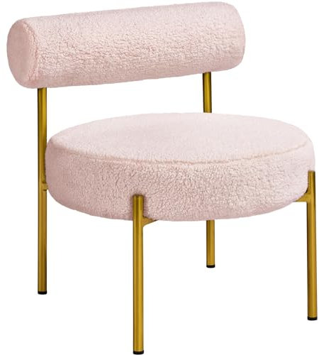 Yaheetech Fauteuil et Chaise de Relaxation de Salon Design Géométrique Élégant Doré Fauteuil d'appoint Bouclé 1/Rose