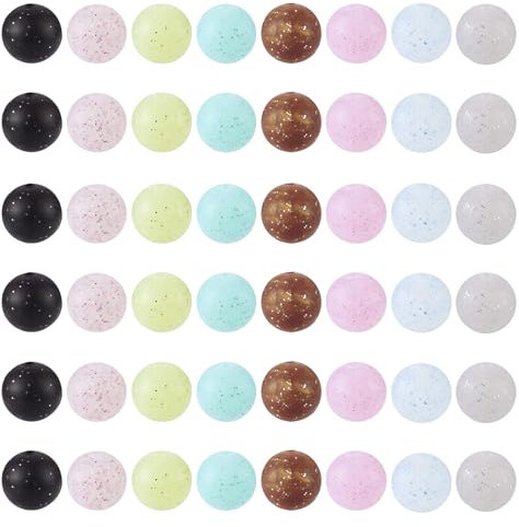 Cheriswelry 80Pcs 15mm Round Silicone Beads Bulk Soft Round Rubber Beads with Glitter Powder for Bracelet Keychain Making Pen Decor