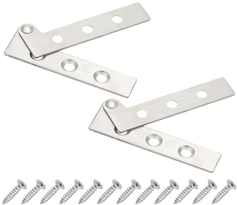 PATIKIL Bisagras Pivotantes de Puerta 2 Juegos Bisagras Ocultas Giratorias de 360 Grados Eje hacia Arriba y hacia Abajo Hardware de Tamaño S para Puerta Secreta Tono Plateado
