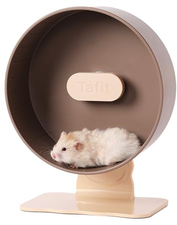 Tafit Quiet Hamster Wheel 10.2 Inch Dual-Bearings Silent Small Animals Running Exercise Wheel Height Adjustable for Syrian Hamsters, Gerbils, Rats, or Other Small Pets, Nut Brown