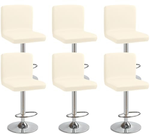 Eozakavod Barhocker-Schonbezüge, 6er Set Stylische Stuhlhussen Stretch-Stuhlbezug Einfache Reinigung Barhockerbezüge Universal Esszimmerstuhlbezüge für Bar & Esszimmer (Cremeweiß, 6er Set)
