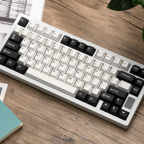 OOCTPK Chilkey ND75 Keyboard with Full Aluminum, 75% Wireless Gaming Mechanical Keyboard, 3 Mode, Quick Assembly, LCD Screen, RGB Custom Keyboard for Windows, MacOS (White, 1.6mm PCB Non Flex Cut)