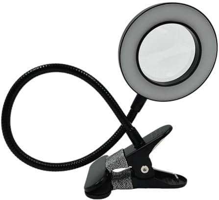 Lbvzxkad Lente d'Ingrandimento A LED per Bellezza delle Unghie, Lampada da Scrivania Portatile in Vetro con Morsetto Antiscivolo per Attrezzature