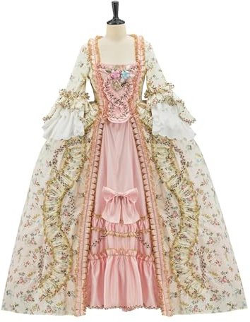 Willyacos Französische Königin Kostüm Marie Antoinette Kleid Floral 18. Jahrhundert viktorianisches Kleid Damen Rokoko Mittelalter Ballkleid