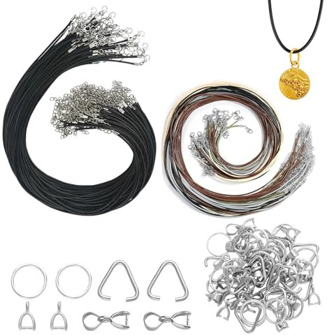 FULHANY Paquet de 60 Cordon Collier - Cordon Collier pour Pendentif - Cordon pour Bracelet - 50cm Avec ChaîNe D'Extension,Adapté Aux Bracelets de Bricolage, à La Fabrication de Colliers de Bijoux